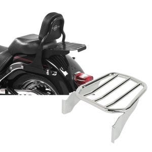 Set: Sissy Bar mit Gepäckträger für Harley Davidson Fat Boy 07-17 CSS schwarz Craftride + Gepäckträger für Harley-Davidson Softail 06-17 chrom Craftride_1