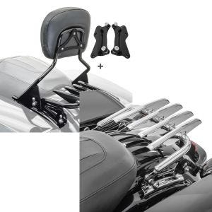 Set: Sissybar + Gepäckträger XB für Harley Davidson Road Glide 15-19 schwarz Craftride + Gepäckträger Abnehmbar für Harley Davidson Road Glide 09-20 chrom Craftride_1