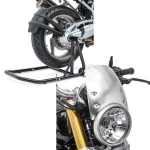 Set: Einarmständer BMW R NineT Pure 17-21 Montageständer ConStands Single-Classic schwarz + Windschild für BMW R NineT Pure 17-21 Craftride CW9 silber_1