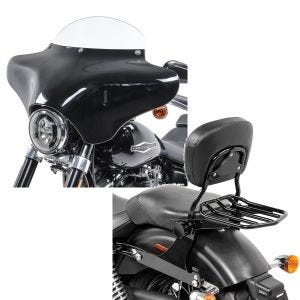 Set: Batwing Verkleidung BW8 für Harley Davidson Dyna Switchback / Wide Glide Craftride + Sissybar Harley Dyna Wide Glide 06-17 Craftride Fast Driver-M Flex inkl. Gepäckträger schwarz_1
