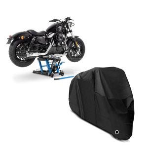 Set: Hebebühne Triumph Bonneville Bobber Motorradheber ConStands Mid-Lift L in blau + Abdeckplane Triumph Bonneville Bobber / Black Craftride XL in schwarz_1