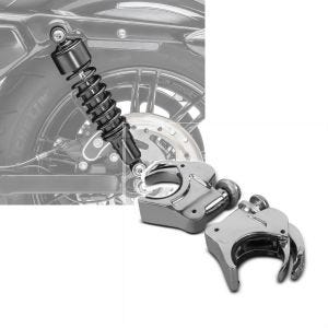 Set: Stoßdämpfer 11,9 Zoll Harley Davidson Sportster 883 Iron 09-20 Craftride schwarz + Windschild Klammern 39mm für Harley Davidson Sportster 883 Iron 09-20 chrom Craftride_1