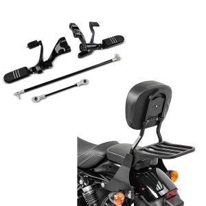 Set: Vorverlegte Fußrastenanlage für Harley Sportster 1200 Nightster 08-12 Craftride schwarz + Sissybar Harley Sportster 1200 Nightster (XL 1200 N) 08-12 Craftride Fast Driver-S inkl. Gepäckträger schwarz_1