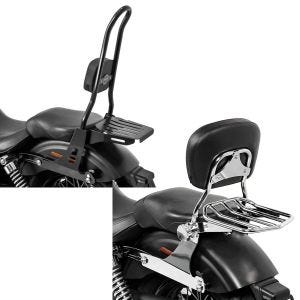 Set: Sissybar Harley Davidson Dyna Super Glide Custom 06-15 Craftride Fast Rider-XL inkl. Gepäckträger schwarz + Sissybar Harley Dyna Super Glide Custom 06-15 Craftride Fast Driver-M Flex inkl. Gepäckträger chrom_1