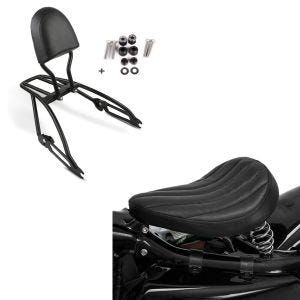 Set: Sissybar Harley Davidson Street 750 15-20 Craftride Fast Driver-S inkl. Gepäckträger schwarz + Solo Federsattel für Harley Davidson Street 750 / 500 BR8 Craftride_1
