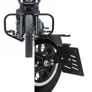 Set: Sturzbügel für Harley Softail Standard 20-21 HB4 schwarz Schutzbügel Craftride + Seitlicher Kennzeichenhalter für Harley Davidson Softail 18-21 Craftride schwarz_1
