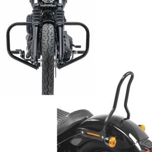Set: Sturzbügel für Harley Softail Standard 20-21 HB4 schwarz Schutzbügel Craftride + Sissybar für Harley Davidson Softail 18-21 Craftride Tampa S schwarz_1