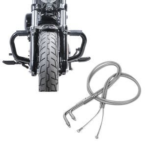 Set: Sturzbügel Mustache II für Harley Davidson Sportster 1200 Custom 04-20 Schutzbügel schwarz Craftride + Gaszug für Harley Sportster 1200 Custom 02-14 Edelstahl Ummantelung Craftride_1
