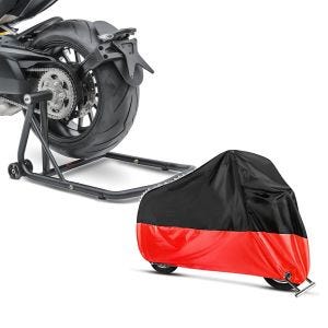 Set: Einarmständer Ducati Diavel / S 11-20 Montageständer ConStands Single-Classic schwarz matt + Abdeckplane Ducati Diavel / S Craftride XXL in schwarz-rot_1