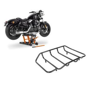 Set: Hebebühne Harley Davidson Road King Special ConStands Mid-Lift L in orange + Gepäckträger für Harley Davidson Road King Special schwarz Craftride_1