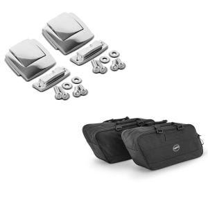 Set: Topcase Verschluss Set für Harley Street Glide 06-13 Scharnier Craftride chrom + Koffer Innentaschen für Harley Street Glide 06-21 Craftride BG1 Paar_1