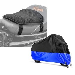 Set: Gel Sitzkissen BMW R 1200 GS Exclusive / Rallye Komfortkissen M Tourtecs schwarz + Abdeckplane BMW R 1200 GS Adventure / Exclusive / Rallye Craftride XXL in schwarz-blau_1