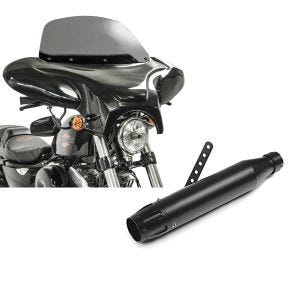 Set: Batwing Verkleidung für Triumph Speedmaster Craftride mit Windschild rauchgrau + Craftride Endschalldämpfer Triumph Speedmaster Auspuff Forte schwarz_1