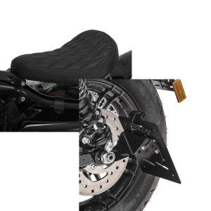 Set: Solo Federsattel für Harley Davidson Sportster 883 BR11 Craftride + Kennzeichenhalter seitlich S für Harley Sportster 883 04-10 schwarz Craftride_1