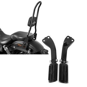 Set: Sissybar Harley Davidson Dyna Street Bob 06-08 Craftride Fast Rider-XL schwarz + Sozius Fussrasten Set mit Halter für Harley Dyna Street Bob 06-17 BL1 schwarz Craftride_1