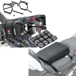 Set: Satteltaschen Set WP8 für Yamaha Tenere 700 19-21 mit Kofferträger Bagtecs + Motorrad Luftkissen Yamaha Tenere 700 Sitzbank Tourtecs Air S schwarz_1