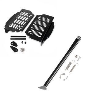 Set: Kühlerschutz Aluminium für KTM EXC/ EXC-F/ SX/ SX-F 2017-2020 Xdure schwarz + Seitenständer für KTM 500 / 450 EXC 11-16 Xdure schwarz_1
