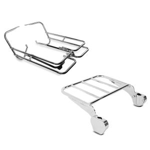 Set: Kofferträger Twin Rail für Harley Touring 97-08 mit Schutzbügel Craftride + Gepäckträger für Sissy Bar für Harley Street Glide 06-08 chrom Craftride_1
