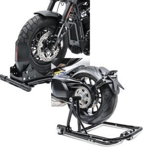 Set: Radwippe für BMW R NineT / Pure / Racer Constands Easy Plus Vario einstellbar schwarz + Rangierhilfe BMW R NineT Racer 17-21 Montageständer ConStands Single Mover Schwarz_1