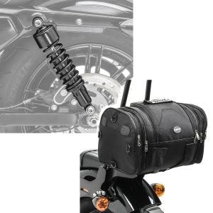Set: Stoßdämpfer 11,9 Zoll Harley Davidson Sportster 883 86-10 Craftride schwarz + Hecktasche für Harley Sportster 883 / Custom Gepäckrolle Craftride RB1 24-30Ltr_1