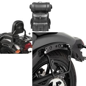 Set: Sissybar XS3 + Hecktasche LX für Kawasaki Vulcan S / Café 15-20 mit Gepäckträger Craftride + Satteltaschenhalter für Kawasaki Vulcan S / Café 15-20 links Satteltaschen Abstandshalter Craftride_1