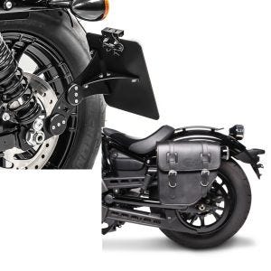 Set: Seitlicher Kennzeichenhalter für Harley Sportster 883 Iron 09-20 Craftride schwarz + Satteltasche Harley Sportster 883 Iron Texas Craftride 10Ltr links in schwarz_1