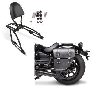 Set: Sissybar Harley Davidson Street 750 15-20 Craftride Fast Driver-S inkl. Gepäckträger schwarz + Satteltasche Harley Street 750 / 500 Texas Craftride 10Ltr links in schwarz_1