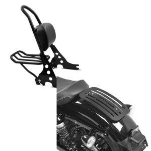 Set: Sissybar Harley Davidson Sportster Forty-Eight 48 10-20 Craftride Fast Rider-M inkl. Gepäckträger schwarz + Gepäckträger für Harley Sportster Forty-Eight 48 10-20 Solo Rack L1 Gepäckbrücke Craftride_1