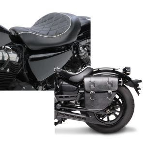 Set: Solo Sitz für Harley Sportster 883 Iron 09-20 Craftride SR4 Sitzbank + Satteltasche Harley Sportster 883 Iron Texas Craftride 10Ltr links in schwarz_1