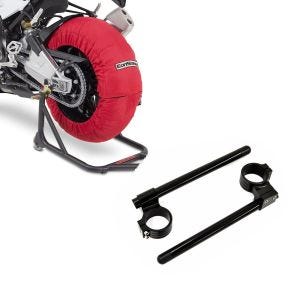 Set: Reifenwärmer Set für Yamaha YZF-R6 YZF-R1 ConStands Laguna Seca 60-80°C rot + Stummellenker 50mm für Yamaha YZF-R1 98-19 Lenker Erhöhung_1