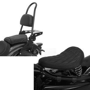 Set: Sissybar Yamaha XV 950 / R 14-20 Craftride Rider-L inkl. Gepäckträger schwarz + Solo Federsattel für Yamaha XV 950 / R / Racer BR11 Craftride_1