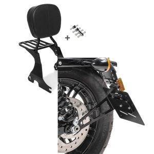 Set: Sissybar für Harley Davidson Sportster Forty-Eight 48 10-20 Craftride inkl. Gepäckträger und Docking Kit schwarz + Kennzeichenhalter seitlich L für Harley Sportster Forty-Eight 48 10-20 schwarz Craftride_1