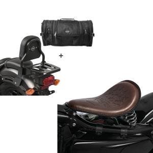 Set: Sissybar XS3 + Hecktasche RB1 für Honda Rebel 500 17-21 mit Gepäckträger Craftride + Solo Federsattel für Honda Rebel 500 BR3 Craftride_1