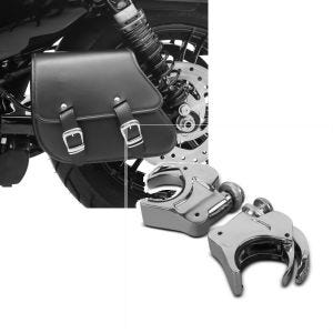 Set: Schwingentasche + Halter für Harley Sportster 883 Iron 09-20 Craftride + Windschild Klammern 39mm für Harley Davidson Sportster 883 Iron 09-20 chrom Craftride_1