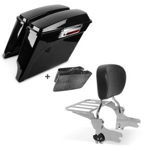 Set: Seitenkoffer Stretched für Harley Electra Glide Standard 96-10 Innenverkleidung BC Craftride + Sissybar Harley Electra Glide Standard / Classic 97-08 Craftride Fast Driver-L inkl. Gepäckträger chrom_1