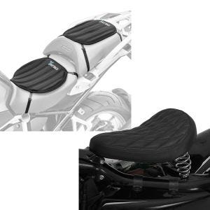 Set: Set SG4 Gel Sitzkissen Größe M und S Sitzauflage Neopren für Royal Enfield Bullet / Classic 500 Tourtecs + Solo Federsattel für Royal Enfield Bullet BR11 Craftride_1