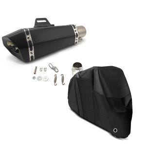 Set: Auspuff Paddock für BMW F 800 R Schalldämpfer schwarz + Abdeckplane BMW F 800 GT / R / S / ST  C 650 GT / Sport Craftride XL in schwarz_1