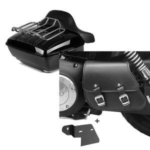 Set: Topcase King OLR für Harley Dyna Fat Bob schwarz Craftride + Schwingentasche + Halter für Harley Dyna Fat Bob 08-17 Craftride_1