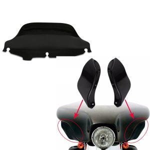 Set: Windschild Wave 8" für Harley Electra Glide Classic 96-12 schwarz Craftride + Seitlicher Windabweiser für Harley-Davidson Touring 96-13 schwarz Craftride_1