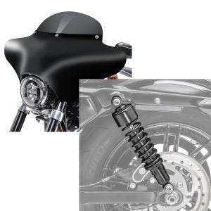 Set: Batwing Verkleidung MD8 für Harley Davidson V-Rod / Muscle Craftride + Stoßdämpfer 11,9 Zoll Harley V-Rod Craftride schwarz_1
