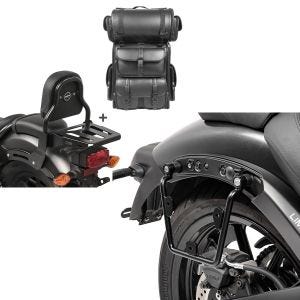 Set: Sissybar XS3 + Hecktasche LX für Kawasaki Vulcan S / Café 15-20 mit Gepäckträger Craftride + Satteltaschenhalter für Kawasaki Vulcan S / Café 15-20 rechts Satteltaschen Abstandshalter Craftride_1