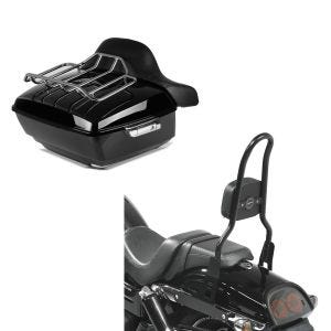 Set: Topcase King OLR für Harley Dyna Fat Bob schwarz Craftride + Sissy Bar CSL Fix für Harley Dyna Fat Bob 10-17 schwarz Craftride_1