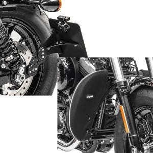 Set: Seitlicher Kennzeichenhalter für Harley Sportster 883 Iron 09-20 Craftride schwarz + Sturzbügel Spritzschutz für Harley Davidson Sportster 883 Iron 09-20 Beinwärmer Craftride_1