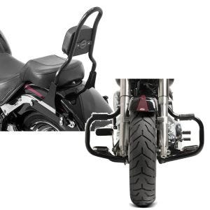 Set: Sissybar Harley Fat Boy Special 10-17 Craftride Fast Rider-S schwarz + Sturzbügel für Harley Davidson Fat Boy Special 2010-2017 Craftride Mustache schwarz_1