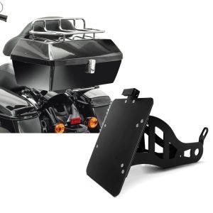 Set: Topcase für Yamaha XV 535 Virago Craftride Missouri 43Ltr abschließbar + Seitlicher Kennzeichenhalter für Yamaha XV 535/ 1100 Virago Craftride schwarz_1