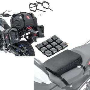 Set: Satteltaschen Set WP8 für Yamaha Tenere 700 19-21 mit Hecktasche und Kofferträger Bagtecs + Motorrad Luftkissen Yamaha Tenere 700 Sitzbank Tourtecs Air S schwarz_1