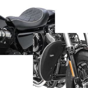 Set: Solo Sitz für Harley Sportster 883 Iron 09-20 Craftride SR4 Sitzbank + Sturzbügel Spritzschutz für Harley Davidson Sportster 883 Iron 09-20 Beinwärmer Craftride_1
