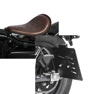 Set: Solo Federsattel für Honda Rebel 500 BR3 Craftride + Kennzeichenhalter seitlich für Honda Rebel 500 17-21 schwarz Craftride_1