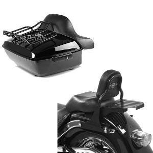Set: Topcase King NHB für Harley Fat Boy / 114 schwarz Craftride + Sissy Bar mit Gepäckträger für Harley Davidson Fat Boy 07-17 CSS schwarz Craftride_1