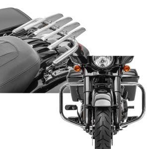 Set: Gepäckträger Abnehmbar für Harley Davidson Street Glide 09-21 chrom Craftride + Sturzbügel für Harley Davidson Street Glide 09-21 Craftride TR2 chrom_1